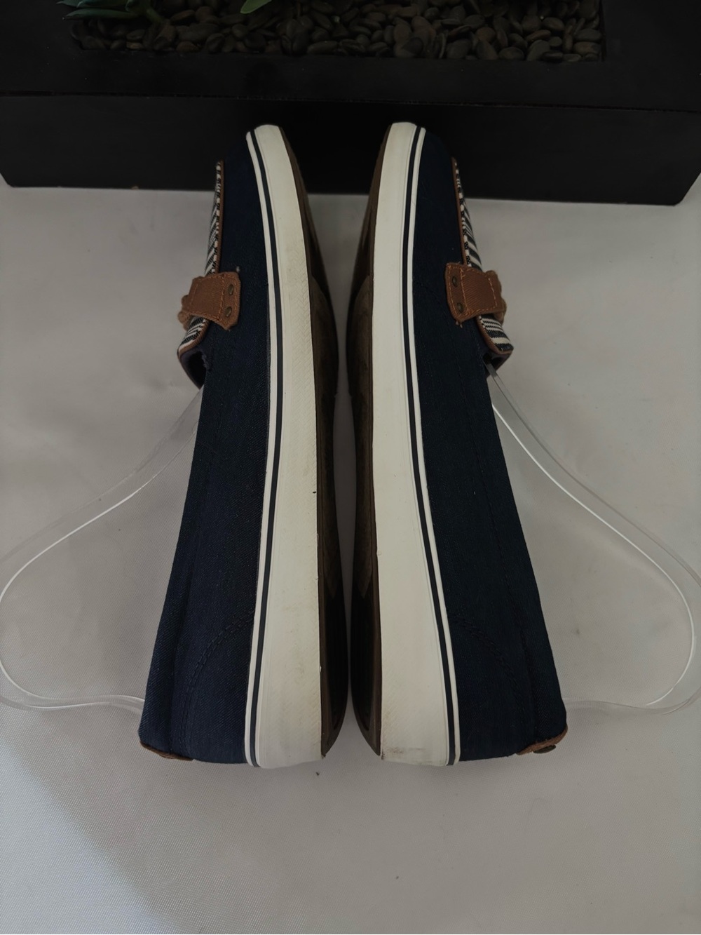 NEW NAVY GRASSHOPPER WINDSOR KNOT DENIM STRIPE CANVAS NAUTICAL SZ 9.5 - Picture 3 of 11